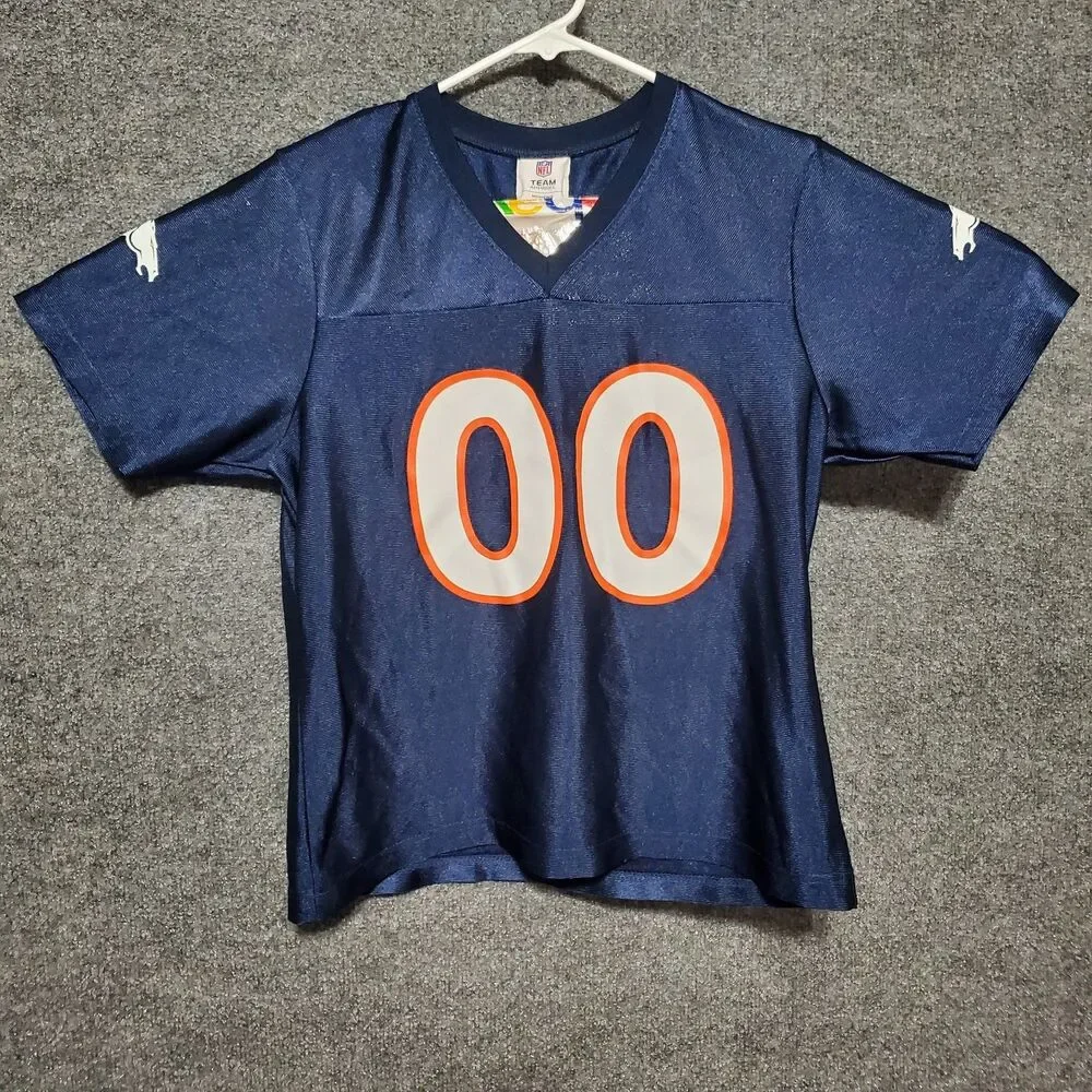 NFL Denver Broncos #00 Blue Jersey Womens Medium Team Apparel Football Y2K Shirt